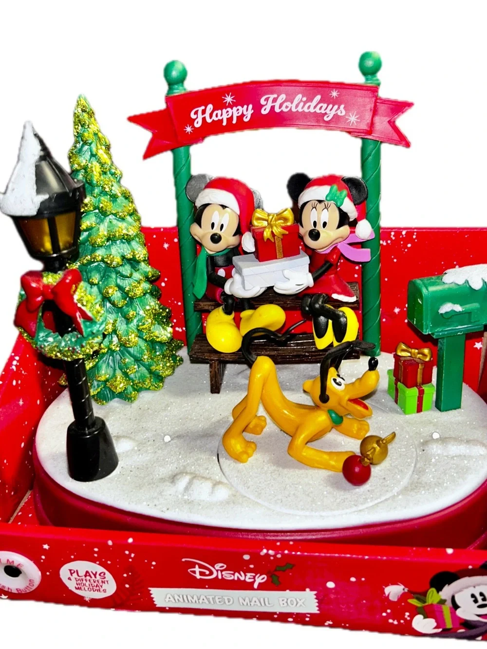 Disney ~ Mickey & Minnie Mouse Christmas Animated/Musical Mail Box Scene ~ New